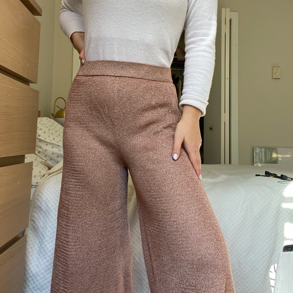 ASOS/ silence + noise metallic pink maxi pants. In great condition